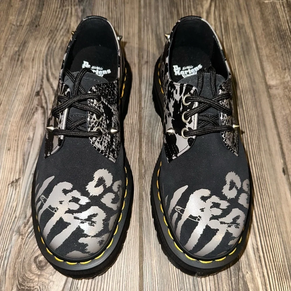 Dr. Martens 1461 Quad Animal Clash Leather & Suede Studded Platform Shoes US 6
